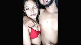 Beautiful Couple Kissing and Boobs Pressing